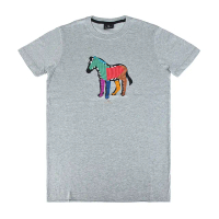 【Paul Smith】PAUL SMITH印花LOGO短袖斑馬純棉T恤(男款/灰)