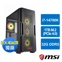 微星Z790平台[仙甲遊俠]i7-14700K/32G/RTX 4060 Ti/1TB_M2