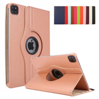 For iPad Pro 12 9 2020 2021 2022 2017 2015 Leather Case Coque 360 Degree Rotating Stand Tablet Cover For iPad Pro 12.9 Case