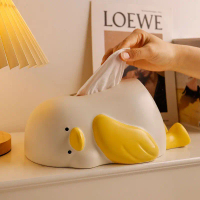 Applicable to Ins Style Lying Flat Duck Resin Tissue Box Room Decorations Cute Creative Living Room