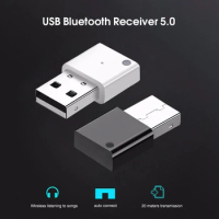 USB AUX Bluetooth 5.0 Car Kit Wireless Audio Receiver USB Dongle Adapter for Car Radio MP3 Player Wireless Mouss No 3.5mm Jack