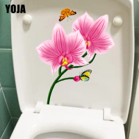 YOJA 20.1X24.5CM Pink Phalaenopsis Girl Bedroom Decor Fashion Bathroom Toilet Decal Home Wall Sticker T1-2247