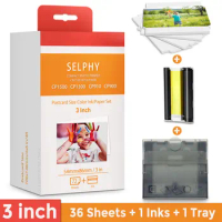 Compatible Canon Selphy CP1300 Paper 56x84mm Cassette Ink with 3 Inch Output Tray for Selphy CP1500 CP1200 CP910 CP900 Printer