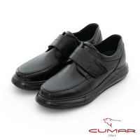 【CUMAR】商務通勤 跨界舒適百搭休閒皮鞋(黑色)