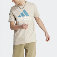 【adidas 愛迪達】M BL SJ T 男 短袖 上衣 T恤 亞洲版 運動 訓練 休閒 基本款 棉質 沙色(IJ8575)