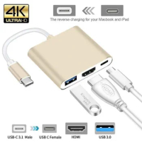 Usb c to Hd Converter Adapter Type c to HDMI-compatible/USB 3.0/Type C Adapter Type-C Aluminum For MacBook Pro/Air/Huawei Mate