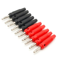 10pcs 4mm Plugs Pure Copper Gold Plated Audio Speaker Cable Wire Pin Banana Plug Connectors Red and Black Amplifier Plugs Jack