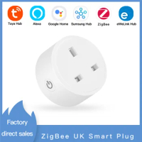 UK ZigBee Tuya Smart Plug 16A With Timed Voice Control Standard Hub Required ZigBee3.0 Works With Alexa Google Home Alice