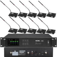 Professional Wireless Table Conference Microphone System 10 Desktop Gooseneck Meeting Room Mics MiCWL