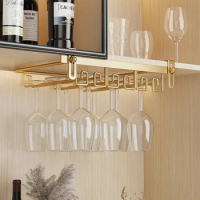 No-hole Red Wine Glass Holder Upside Down Home Highball Wine Glasses Hanging Rack Wine Cooler No Nails Light Luxury