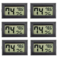 6Piece Mini Hygrometer Indoor Humidity Meter Hygrometer Digital Thermometers Humidity With (℉) For Greenhouse, Garden