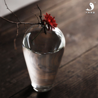 手工玻璃梅瓶日式禪意玻璃花瓶透明水培花器簡約現代家居插花擺件1入