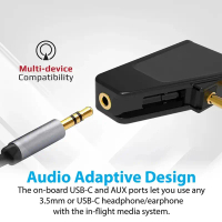 Bluetooth 5.3 Airplane Airline Flight Adapter A2DP Transmitter for Aonic 40 50 Wireless Noise Cancel