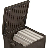60 Gallon Resin Outdoor Patio Storage Box, Java