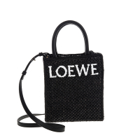 LOEWE 新款撞色 LOEWE 標誌Standard Tote酒椰葉手提/斜背包 (黑色)