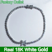Custom Real 18K White Gold Tennis Bracelets With 4 Marquise Moissanite Diamond Line Bracelet Women Present Bracelets Wedding