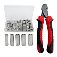 Easy to Use Fishing Crimping Tool Ergonomic Fishing Crimping Pliers Set with 250 Sleeves for Wire Rope Swaging Anti-slip Handle