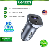 UGREEN 30W PD Car Charger Adapter SCP 22.5W Dual Port Fast Charging untuk iPhone Samsung Huawei Xiao