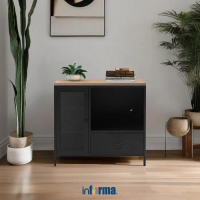 Informa Levon Lemari Kabinet Low - Hitam Lemari Kabinet Serbaguna Cabinet Penyimpanan Indoor Furnitu