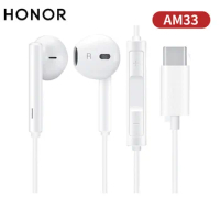 For Honor Type C Earphone AM33 In-Ear Wired Headset With Microphone Volume Control For Huawei P50 P40 P30 P20 Pro Mate 20 30 40