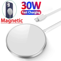 30W Fast Charger Magnetic Wireless Charging Pad Stand For iPhone 15 14 13 12 11 Pro Max Macsafe USB C 8 Plus XR MAX Airpods