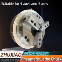 10 inch Hollow Pneumatic Lathe Chuck 3 Jaw Front Type, Four-Axis Five-Axis Chuck,Rotatable Machine Tool, Lathe Fixture