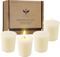 Pure White Beeswax Votive Candles-6 Pack Natural Votives Set for Home Room Decor Party Wedding Spa G