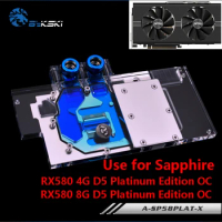 BYKSKI Full Cover Graphics Card Block Use for Sapphire Nitro+ Radeon RX 580 / 590 8GD5 8GB GDDR5 (11265-01-20G) Copper Radiator