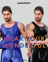 AMORESY｜519 Uranus系列拼色速乾光澤男士緊身運動背心