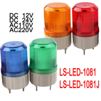 LED-1081J Rotating Flashing Light Alarm Industrial Signal Warning Lamp DC12v24v AC110v220v With Buzzer/No Sound Red Green Blue