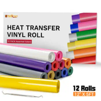 HTVRONT 6 Pack 12X5ft/30x150cm Multi Color Heat Transfer Vinyl Roll for  Cricut T-shirt Printing DIY Craft Iron on HTV Decor Film - AliExpress