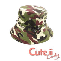 【Cute ii Lady】經典款可摺疊便攜防曬遮陽漁夫帽(陸軍迷彩)