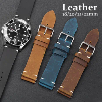 Vintage Leather Watch Strap Band 18mm 20mm 21mm 22mm Cowhide Universal Women Men Bracelet for Seiko for Omega Wristband