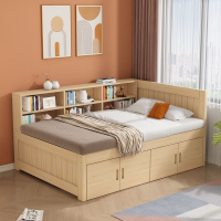 【免運】 美雅閣| 兒童床實木單人床1米小型床松木工廠直銷儲物床書架床小戶型定制