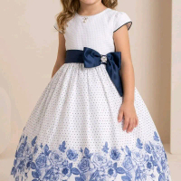 Dress Pita Korea Onde Navy Putih Fashion Anak Perempuan/Dress Silver Abu Pita Kupu Baju Pesta Ulang 