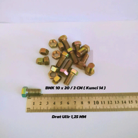10Pcs Baut Mur Kuning BMK M10x20 M10x25 M10x30 M10x50 M10x70 M10x100 Baut 14