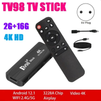 TV98 TV STICK Smart TV BOX 4K 60Fps Set Top Box 2G+16G Android12.1 2.4G 5G Wifi Android Easy Install (EU Plug)
