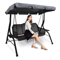 กลางแจ้ง Patio Swing เก้าอี้ Canopy เปลี่ยนกันน้ำ 3 ที่นั่ง Porch Swing ที่นั่ง Canopy Swing Canopy