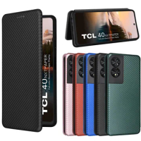 For TCL 40 NXTpaper 4G Case Luxury Flip Carbon Fiber Skin Magnetic Adsorption Case For TCL 40 NXTpaper 4G 40NXTpaper Phone Bags