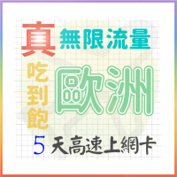 【AOTEX 奧特克斯】5天歐洲上網卡真無限高速流量吃到飽(手機卡SIM卡網路卡預付卡)