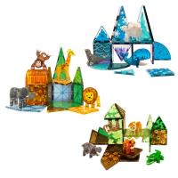 【Magna-Tiles】磁力積木25片-3入組(非洲動物+叢林動物+極地動物)
