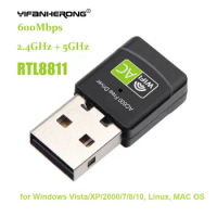 600Mbps Dual-band WiFi Adapter USB Antenna 2.4/5 GHz USB Wifi Adapter Wireless Network Card Adaptador Wifi