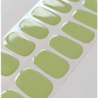Nude Green Semi-Cured Gel Nail Patch Slider Adhesive Waterproof Long Lasting Aurora Full Cover Gel Nail Sticker UV Lamp Needed