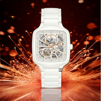 RADO 雷達表 官方授權R01 True Square真方系列全陶瓷鏤空機械腕錶 白金色款38㎜ (R27073012)