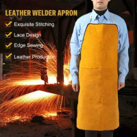 Cowhide Leather Welder Apron Work Safety Workwear Glaziers Blacksmith Apron Electric Welding Safety Clothing