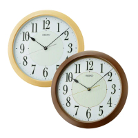 【SEIKO 精工】原木色 夜光 靜音滑動秒針時鐘掛鐘 QXA824A.QXA824B(塑膠外殼 礦石鏡面 2色可選)