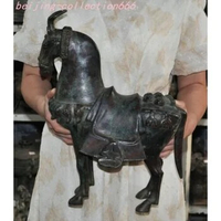 16.8" Han Dynasty Bronze Ware Success Animal Steed War-Horse Sacrifice Statue 42CM
