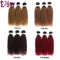 Ombre 99J Red Kinky Curly Human Hair Bundles 8-26 Inch Brazilian Human Hair Weave Bundles Remy Hair 