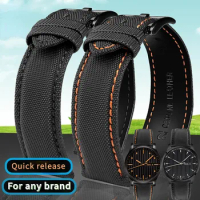 Quick release watchband For MIDO Helmsman commander omega Tag Heuer Nylon Canvas leather Waterproof Men's watch strap 20mm 22mm