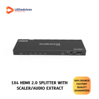 1x4 4K60 HDMI Splitter 4K to 2K/Audio Breakout 1x4 HDMI 2.0 Splitter with Scaler/Audio，HDV-B14SA Extract